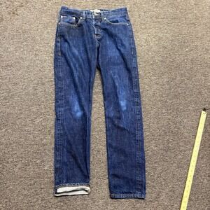 SELVEDGE Naked Famous Jeans Mens 30x30 Unknown Model Medium Wash Blue Distressed